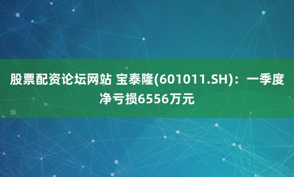 股票配资论坛网站 宝泰隆(601011.SH)：一季度净亏损6556万元